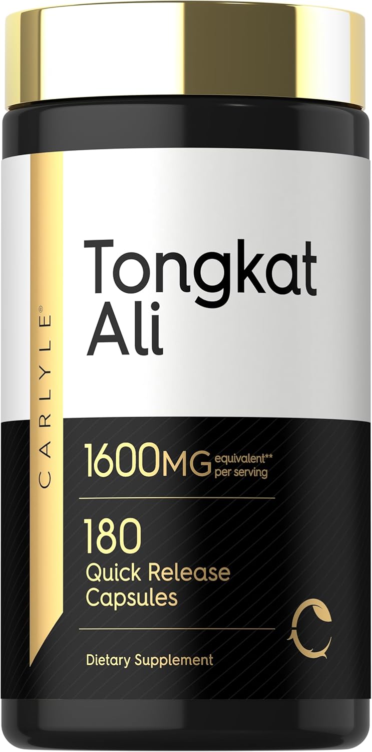 Carlyle Tongkat Ali 1600MG per serving with 180 quick-release capsules as a dietary supplement.