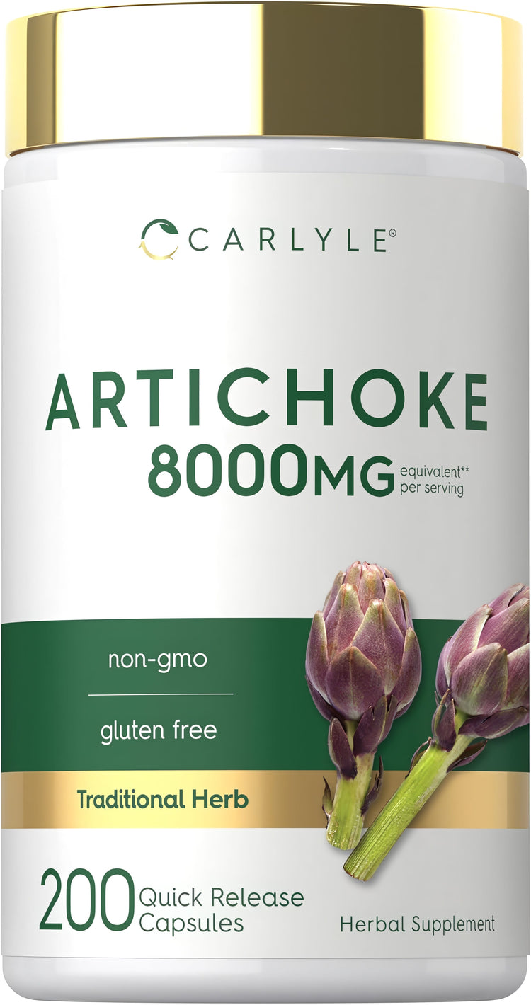 Artichoke supplement with 8000MG equivalent per serving in 200 quick-release capsules.