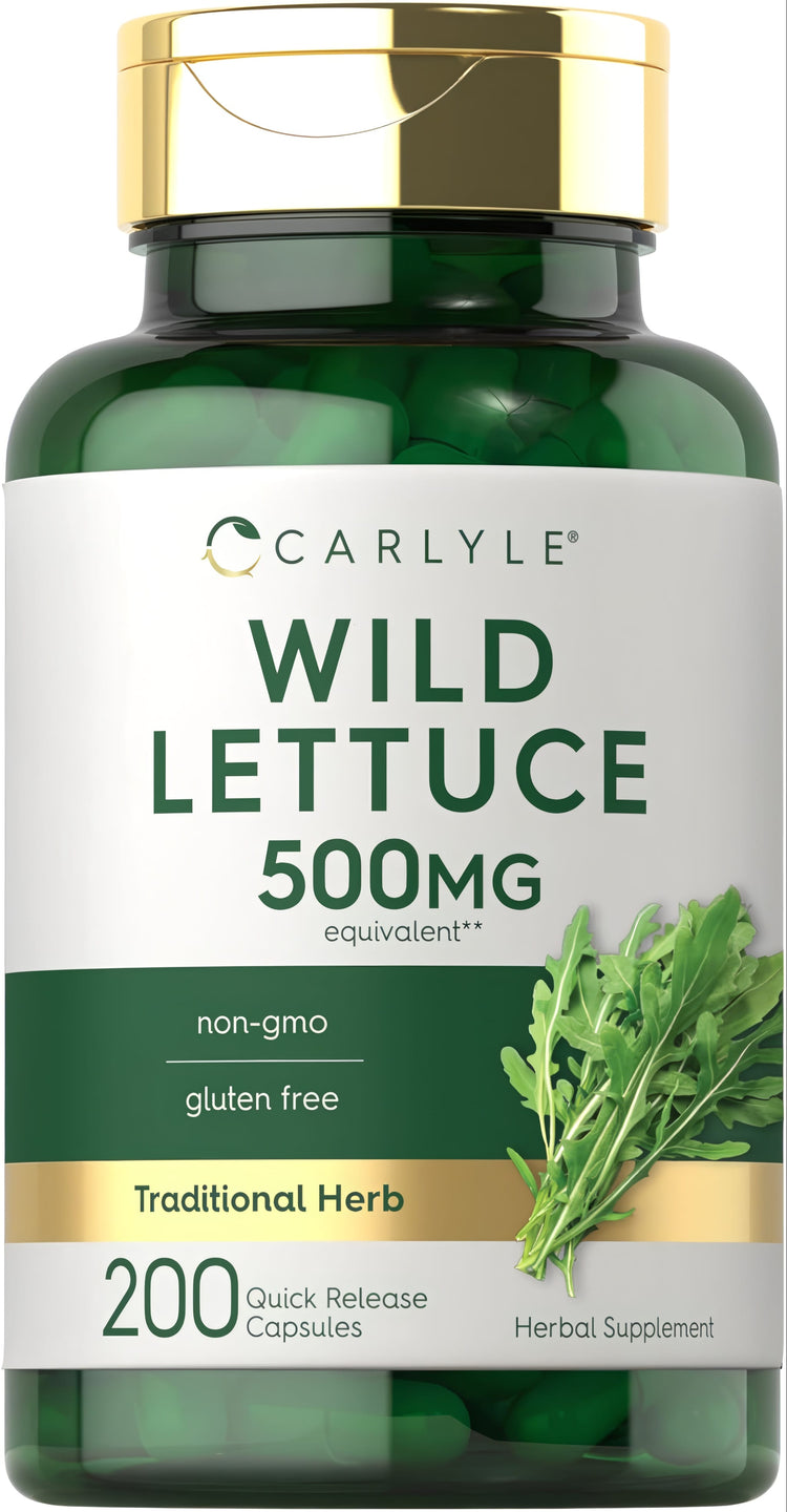 Carlyle Wild Lettuce 500mg equivalent** 200 Quick Release Capsules. Traditional Herb. non-gmo, gluten free. Herbal Supplement.