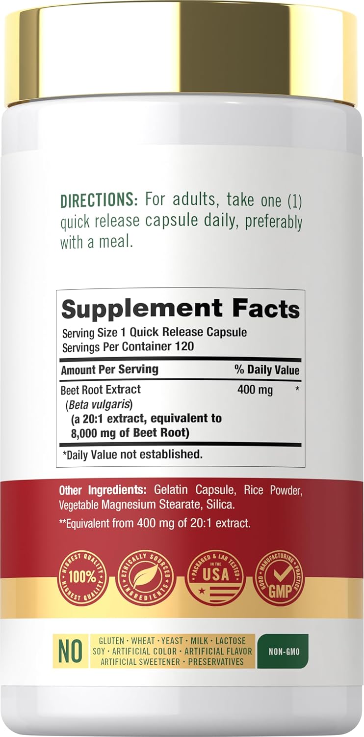 Carlyle Beet Root 8000mg bottle containing 120 quick-release capsules.