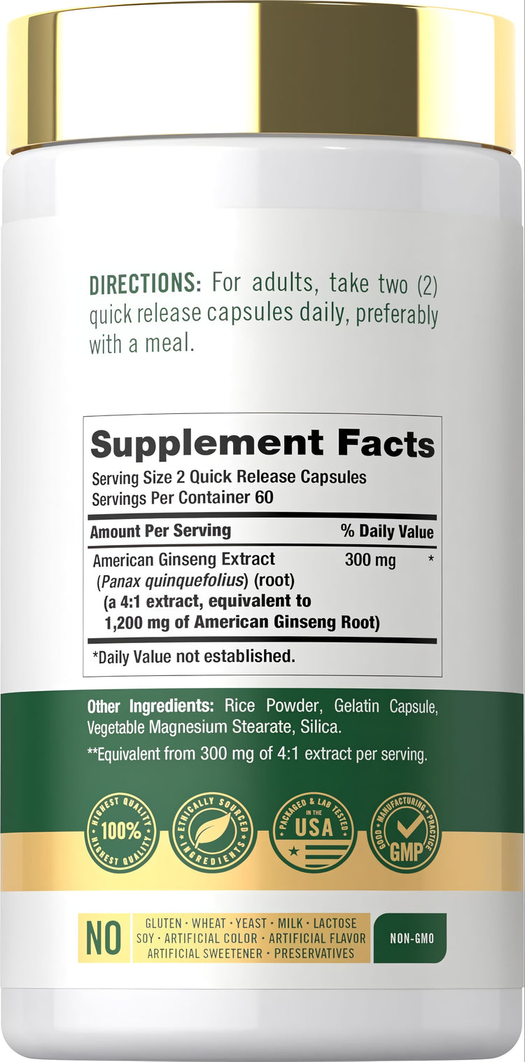 Carlyle Ginseng 1200 mg with 120 quick release capsules.
