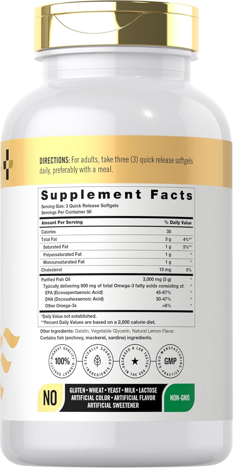 Doctors Way Fish Oil 3000mg with 150 softgels for heart health and overall wellness.