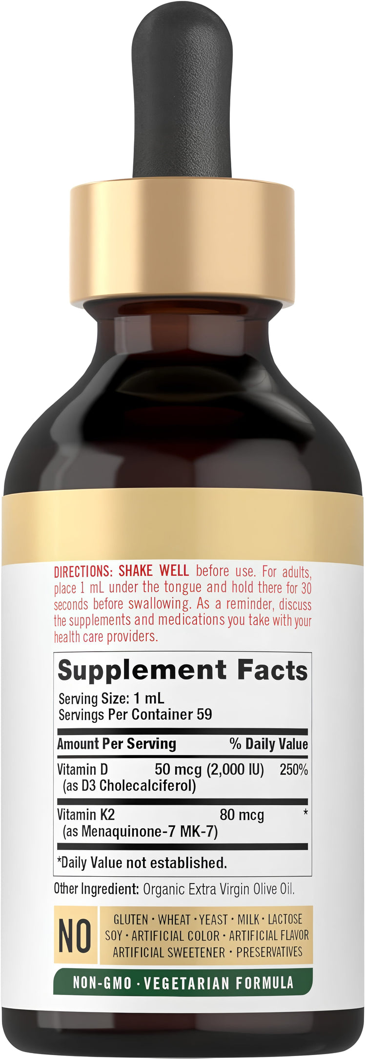 Vitamina K-2 con Vitamina D-3 | 2oz Liquido