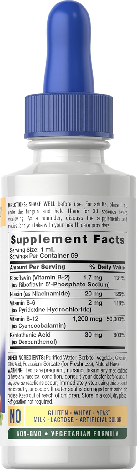 Carlyle Sublingual B Complex with B12 Liquid Supplement.