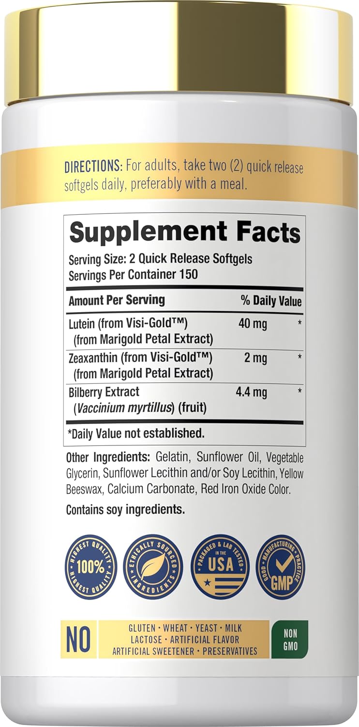 Carlyle Adult Eye Support Supplement features 300 quick release softgels for maintaining eye health.