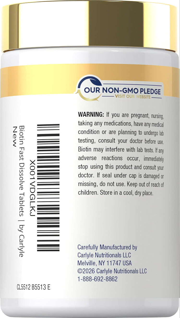 Container of CL Biotin 10,000 mcg (10 mg) Fast Melt with 250 tablets.