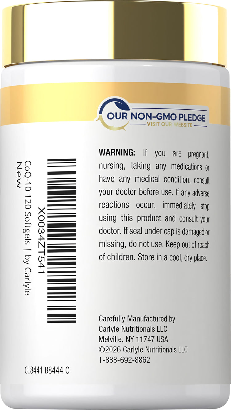 Carlyle CoQ-10 300 mg, 120 softgels bottle.