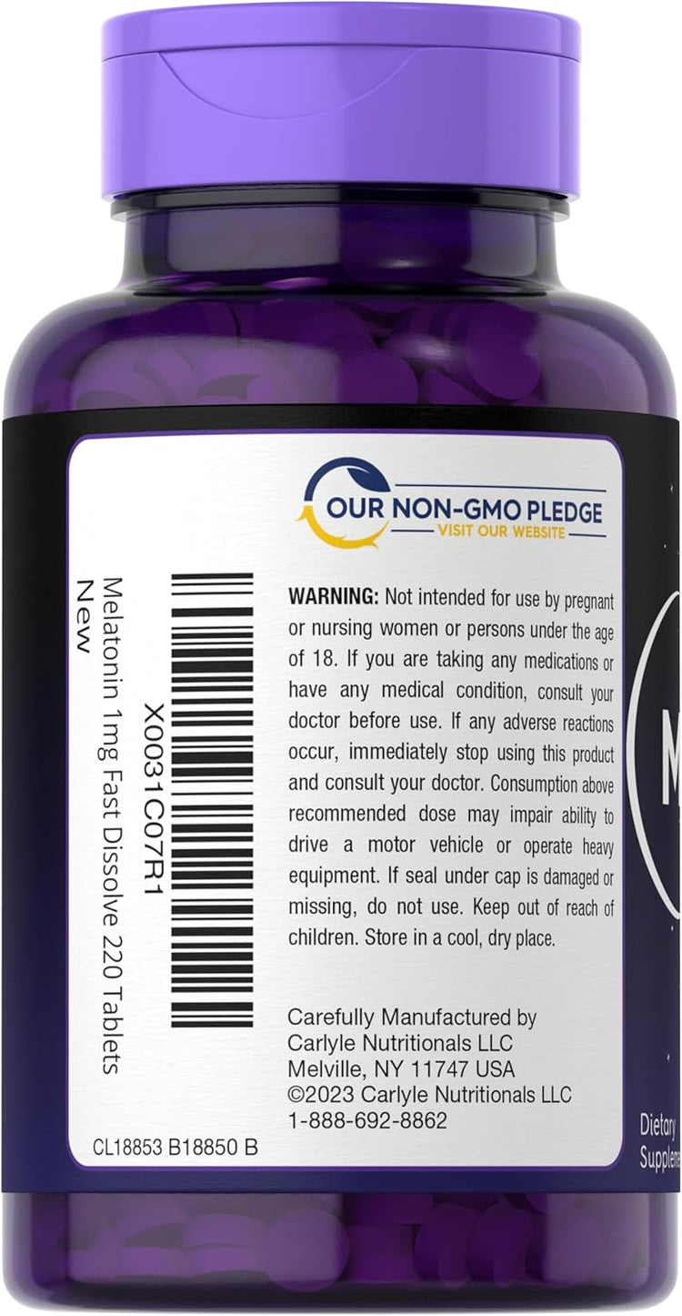 Melatonin 1mg, 220 fast dissolve tablets.