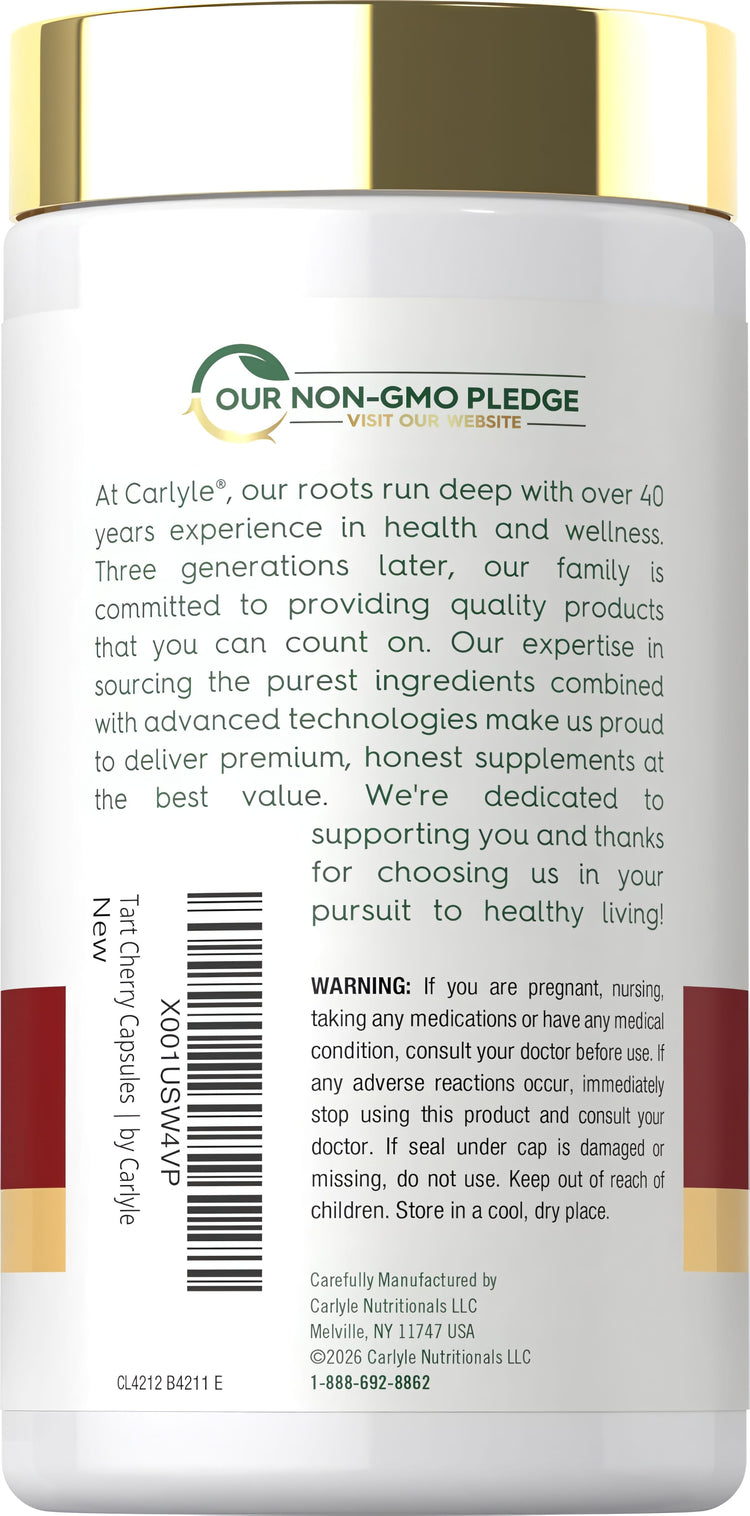 Extracto de Cereza Ácida 3600mg por porción | 200 Cápsulas