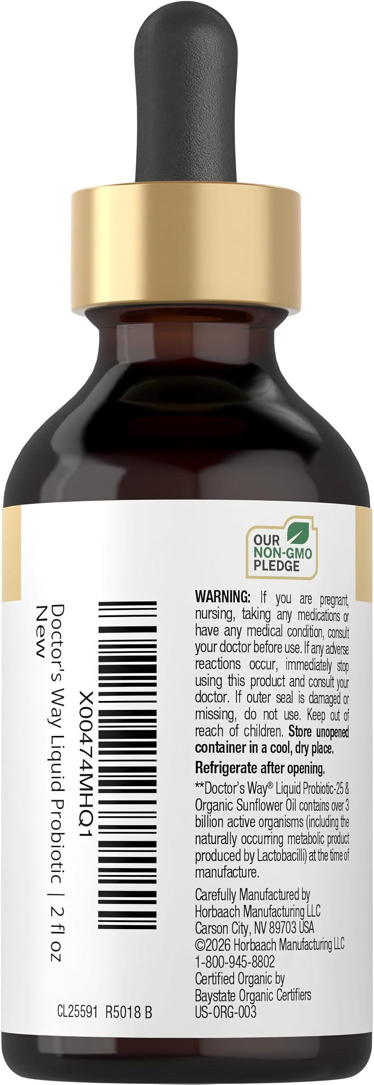 Doctor's Way Liquid Probiotic, 2 fl oz bottle, natural probiotic supplement for digestive health and immune support.