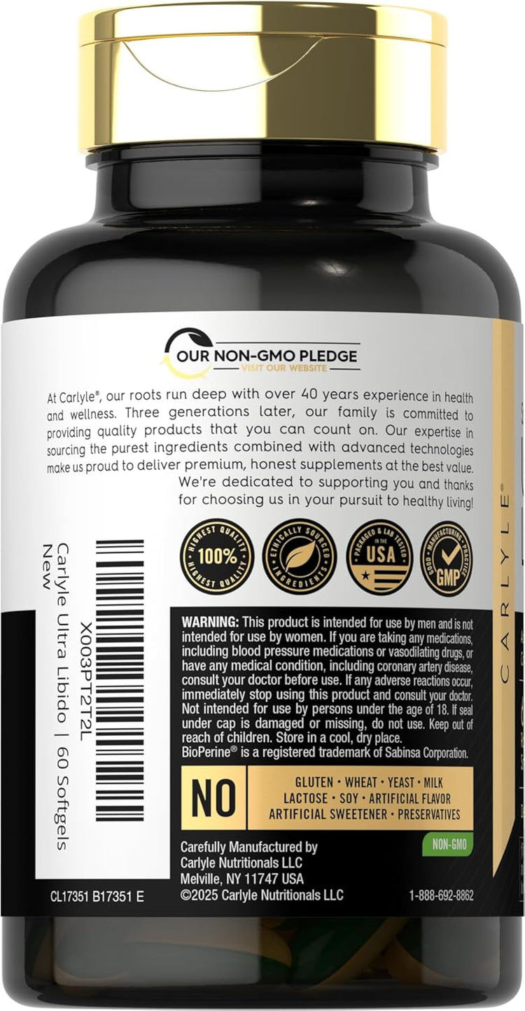 Carlyle Ultra Libido 60 Softgels bottle displayed.