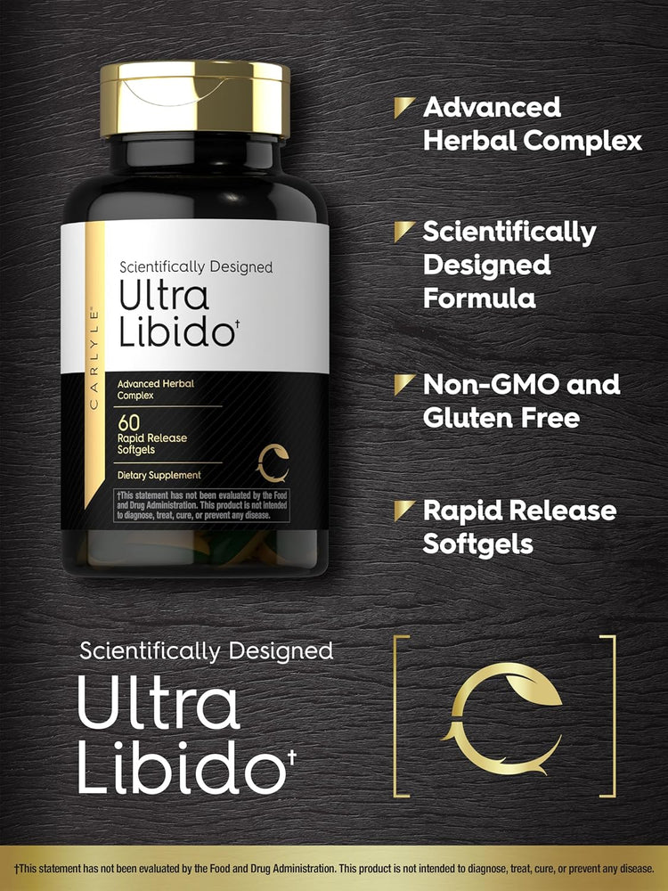 Scientifically Designed Ultra Libido+ Advanced Herbal Complex with 60 Rapid Release Softgels, Dietary Supplement.