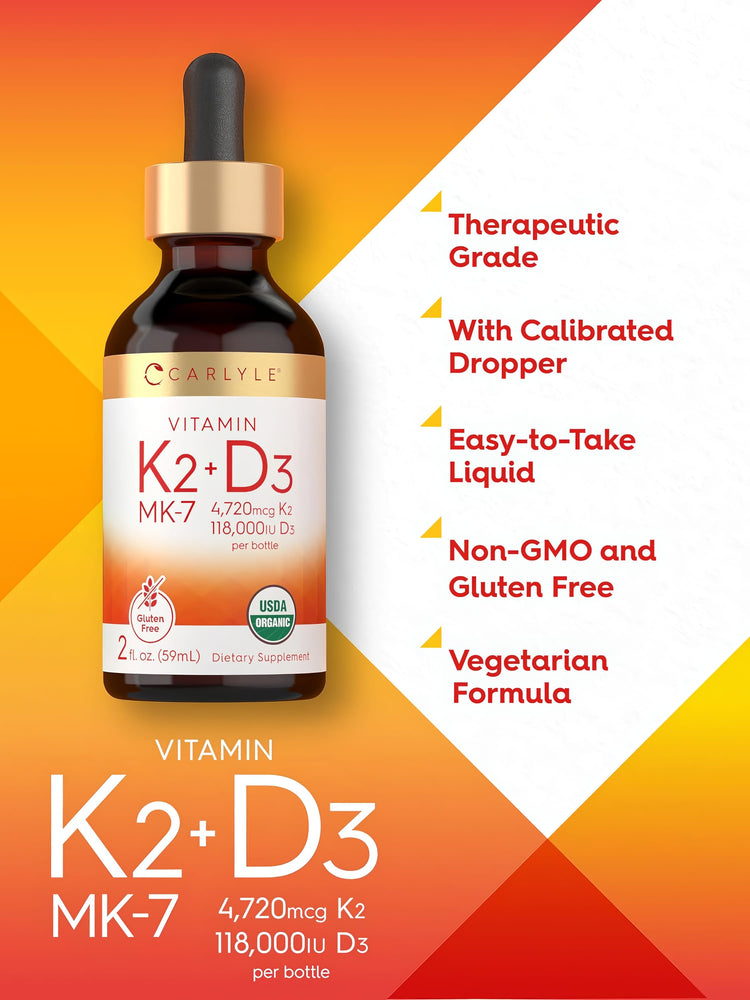 Vitamina K-2 con Vitamina D-3 | 2oz Liquido