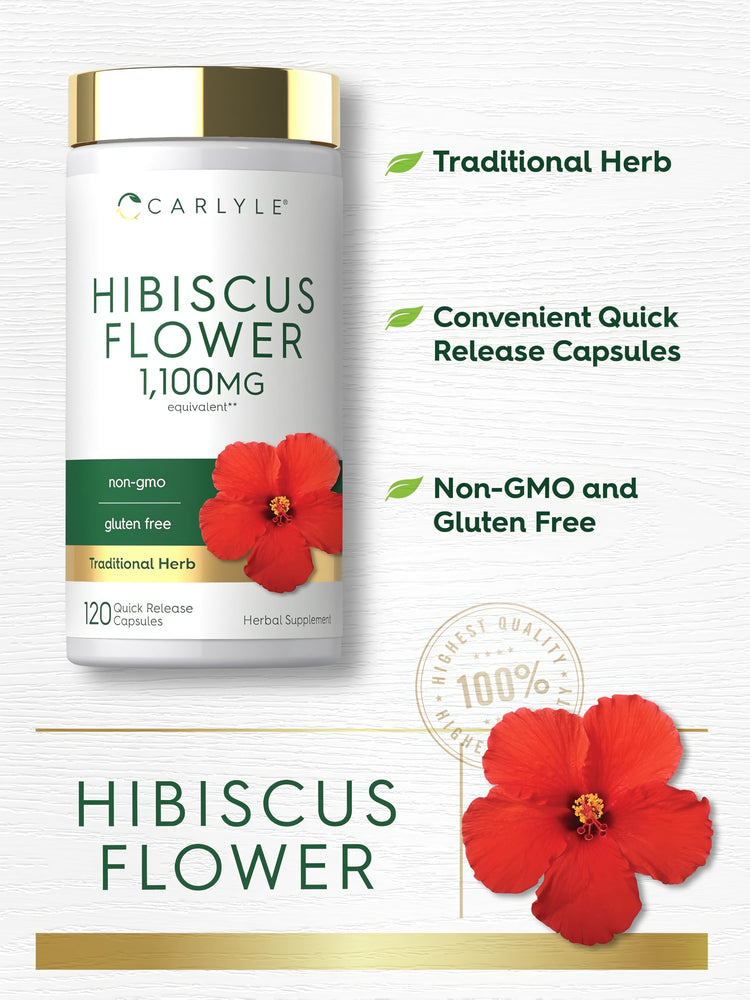 Product highlights graphic stating Traditional Herb, Convenient Quick Release Capsules, Non-GMO, and Gluten Free benefits.