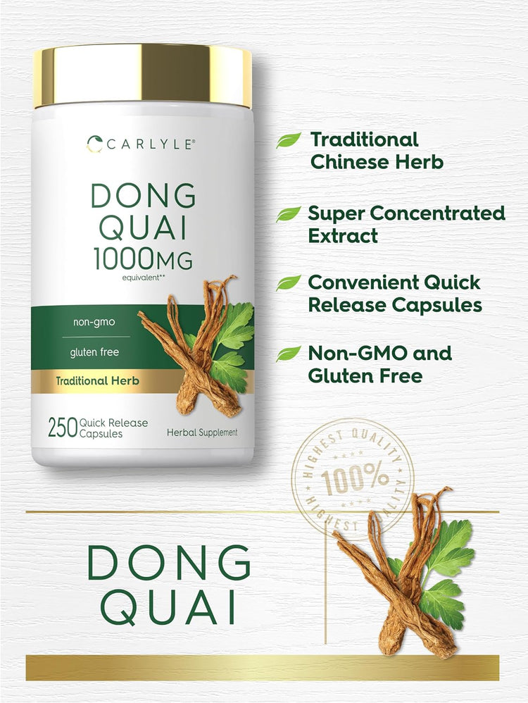 Product highlights graphic stating Traditional Chinese Herb, Super Concentrated Extract, Convenient Quick Release Capsules, Non-GMO, Gluten Free.