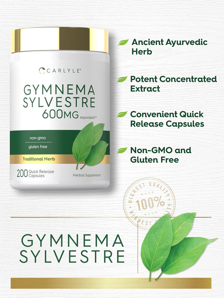 Product highlights graphic stating Ancient Ayurvedic Herb, Potent Extract, Quick Release Capsules, Non-GMO and Gluten Free.