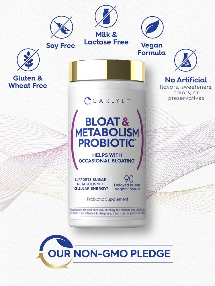 Carlyle Bloat & Metabolism Probiotic, 90 delayed release vegan capsules.
