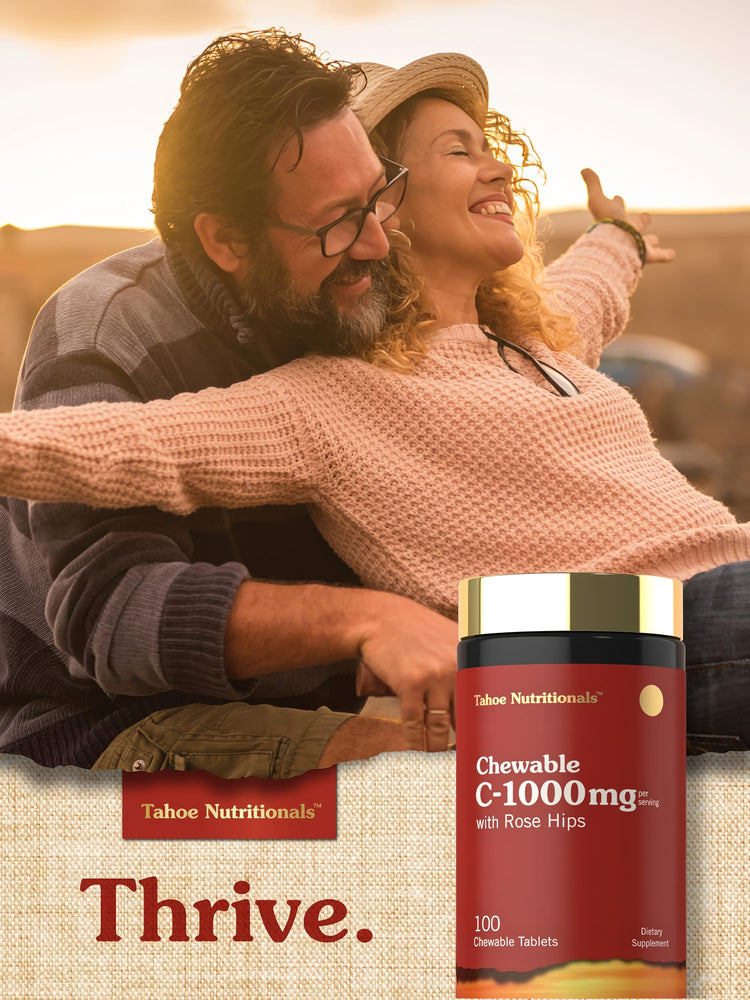 Tahoe Nutritionals Chewable C-1000mg with Rose Hips, 100 chewable tablets as a dietary supplement.