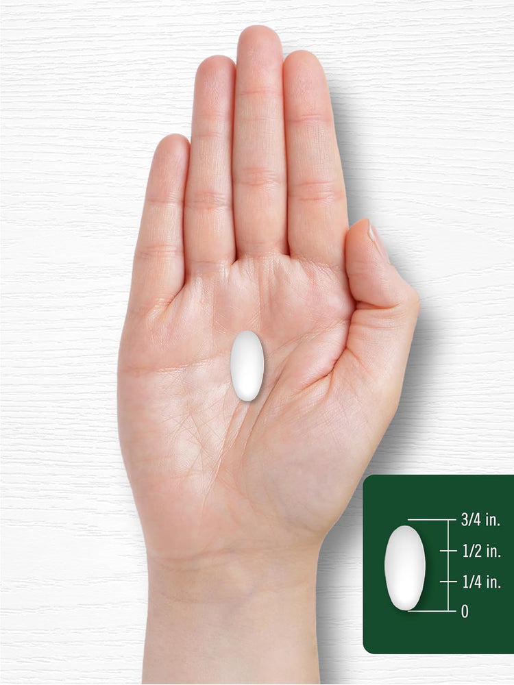 A white oval tablet measuring three-quarters of an inch in size.