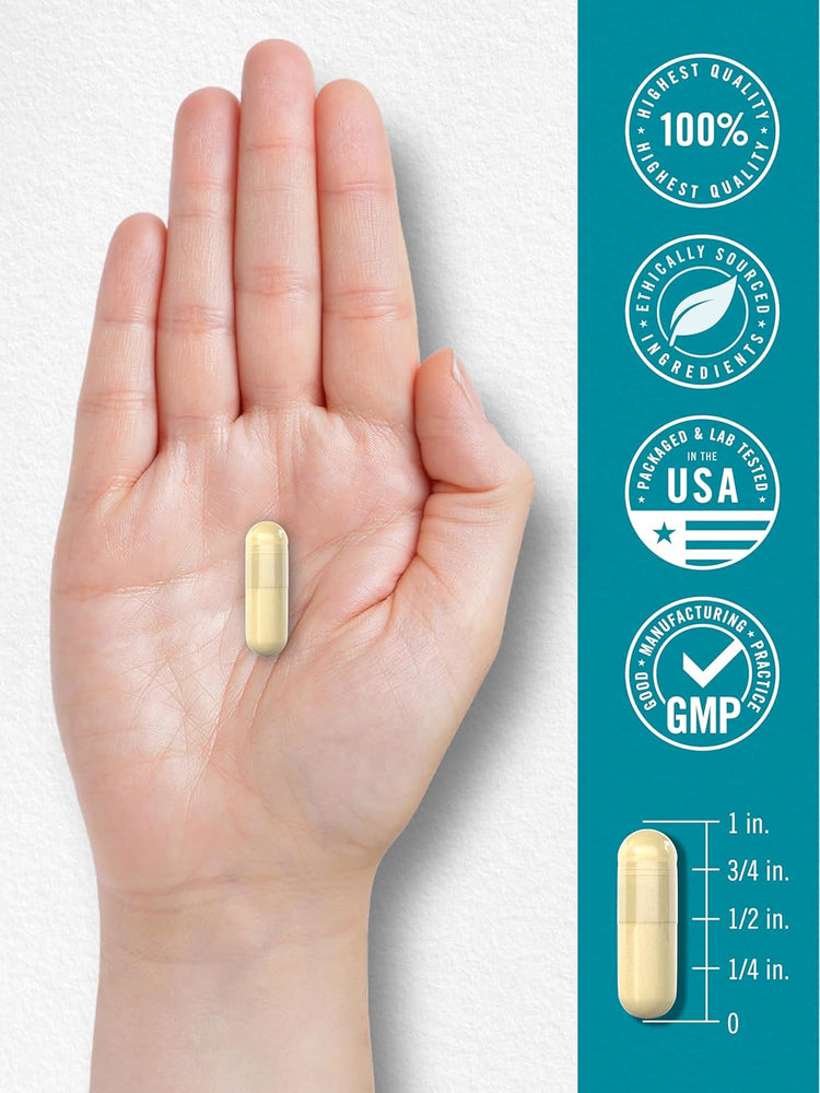 CL Carlyle Chicken Collagen Type II 3000 mg capsule, 3/4 in. on hand. 'Highest Quality', 'Ethically Sourced', 'USA Tested', 'GMP' badges.