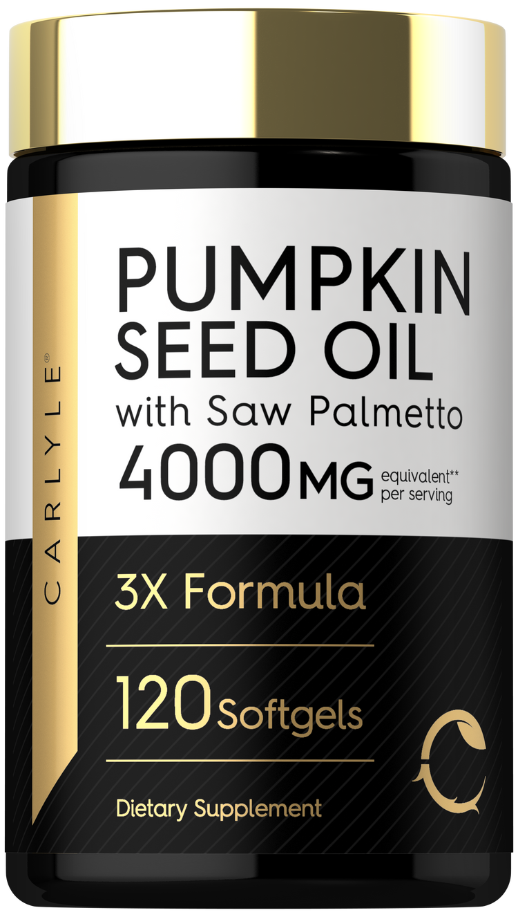 Pumpkin Seed Oil with Saw Palmetto 4000MG per serving, 3X Formula, 120 Softgels, Dietary Supplement.