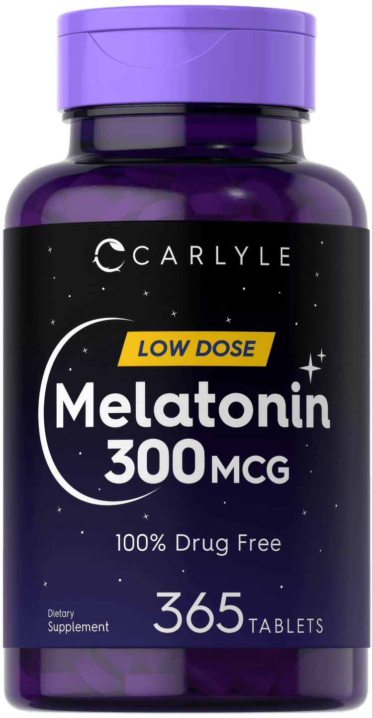 Carlyle Melatonin 300mcg, 365 tablets, low dose, 100% drug free supplement.