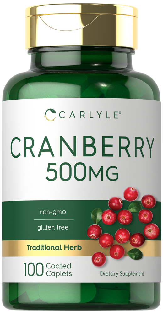 Cranberry 500mg coated caplets on a hand scale.