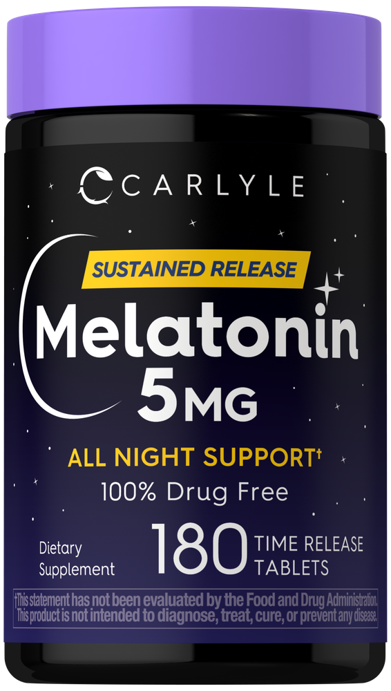 180 tablets of 5MG Sustained Release Melatonin in a time release formula.
