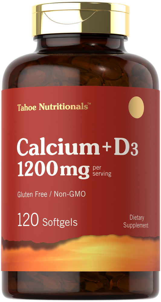 120 Calcium plus D3 1200mg Softgels shown on a hand scale.