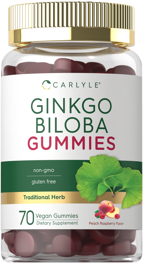 Hand holding a bulk scale of 70 vegan Ginkgo Biloba gummies with peach raspberry flavor.