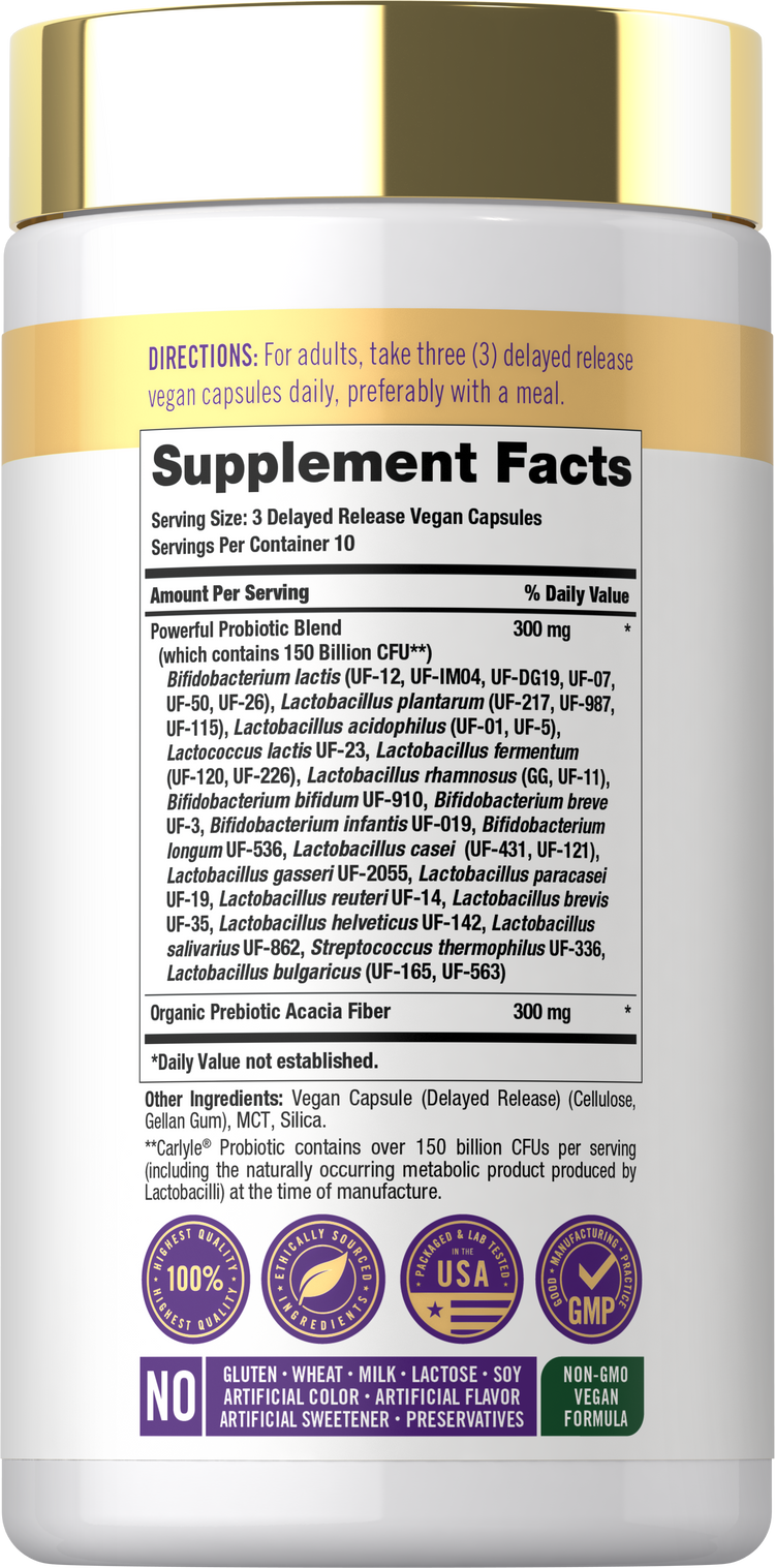 CL Probiotic with 150 Billion CFU in a 30 capsules bottle.
