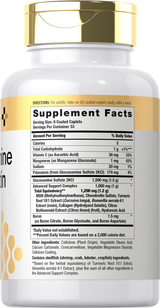 Image of Supplement Facts panel for Doctors Way Glucosamine Chondroitin 200 Capsules.