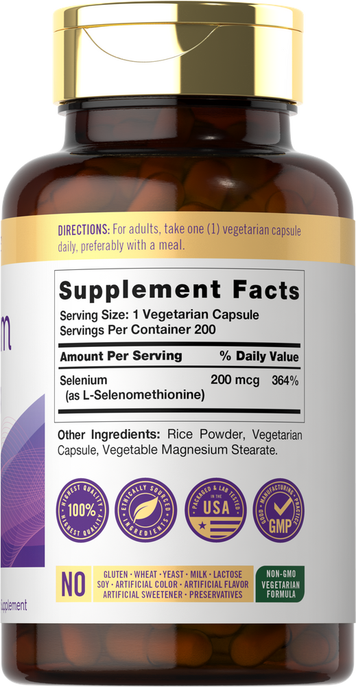 Carlyle Yeast Free Selenium 200mcg 200 Vegetarian Capsules displayed on a hand scale for size reference.