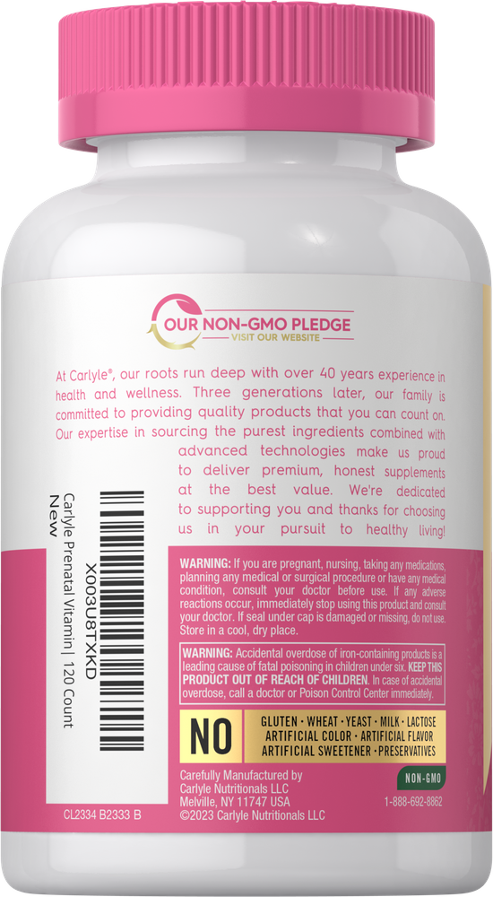 Carlyle Prenatal Vitamins & Minerals, 120 capsules.