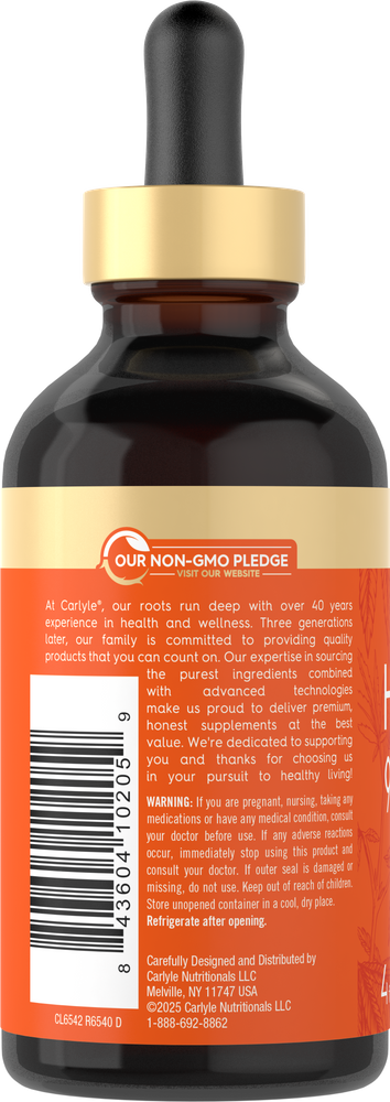 A hand holding a 4 oz bottle of CL Hemp Oil Tincture.