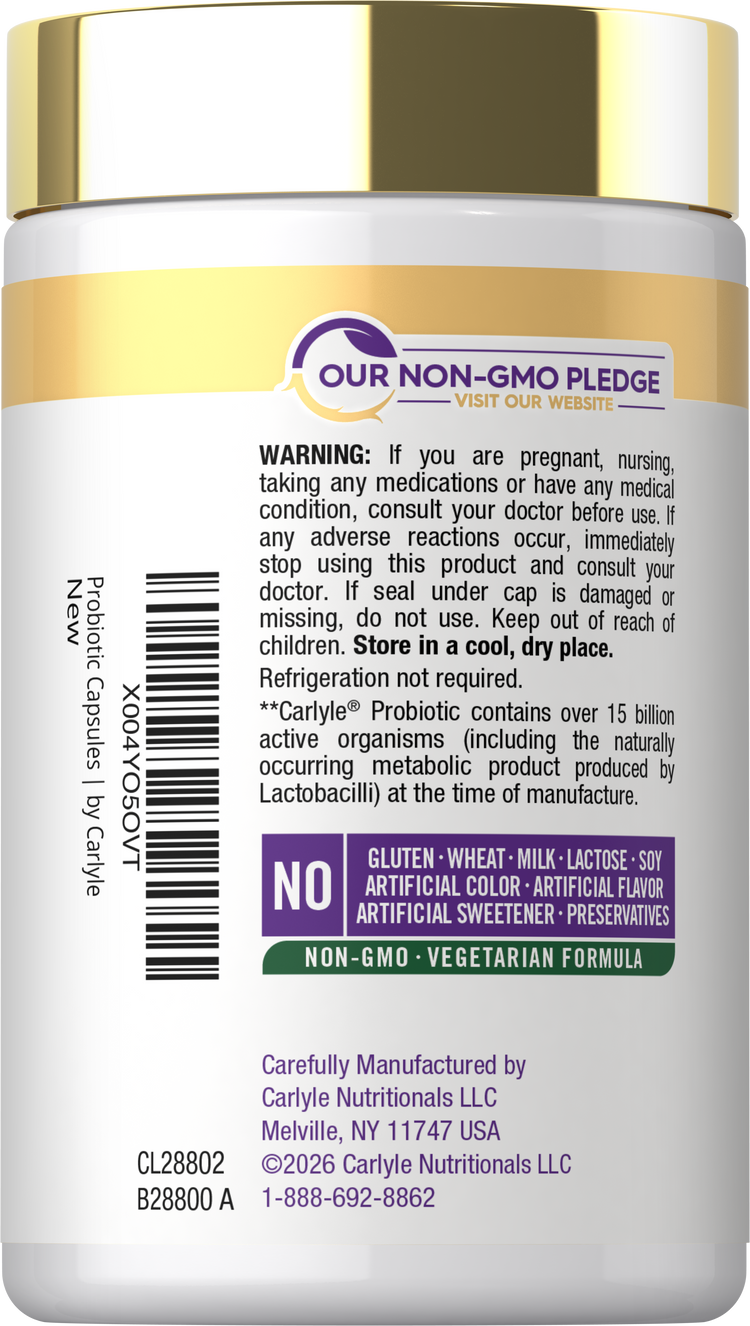 CL Probiotic bottle contains 15 billion CFU and includes 30 capsules.