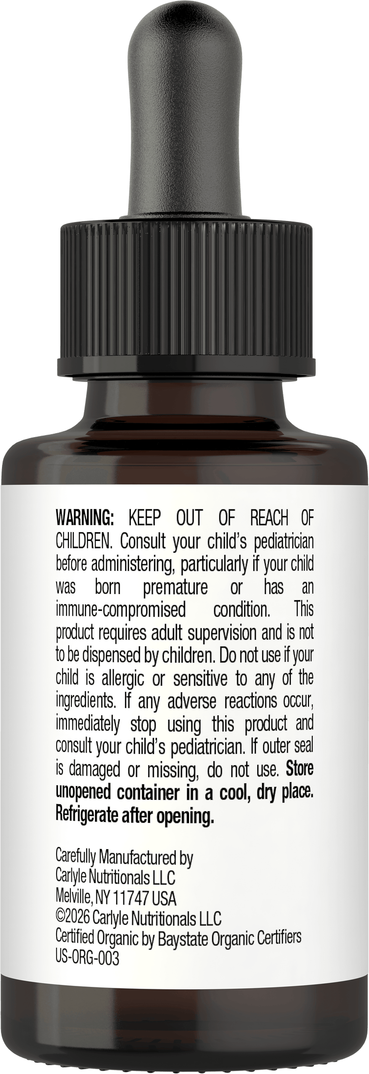 CL Baby Probiotic liquid, 15 ml in a dropper bottle.