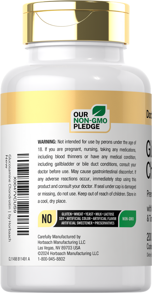 Doctors Way Glucosamine Chondroitin 200 Coated Capsules bottle for joint support.