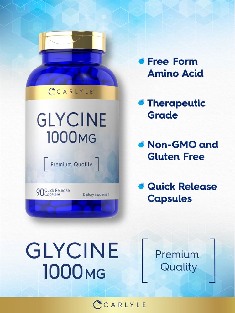 A hand holding a scale with Glycine 1000MG Quick Release Capsules displayed for weighing accuracy.