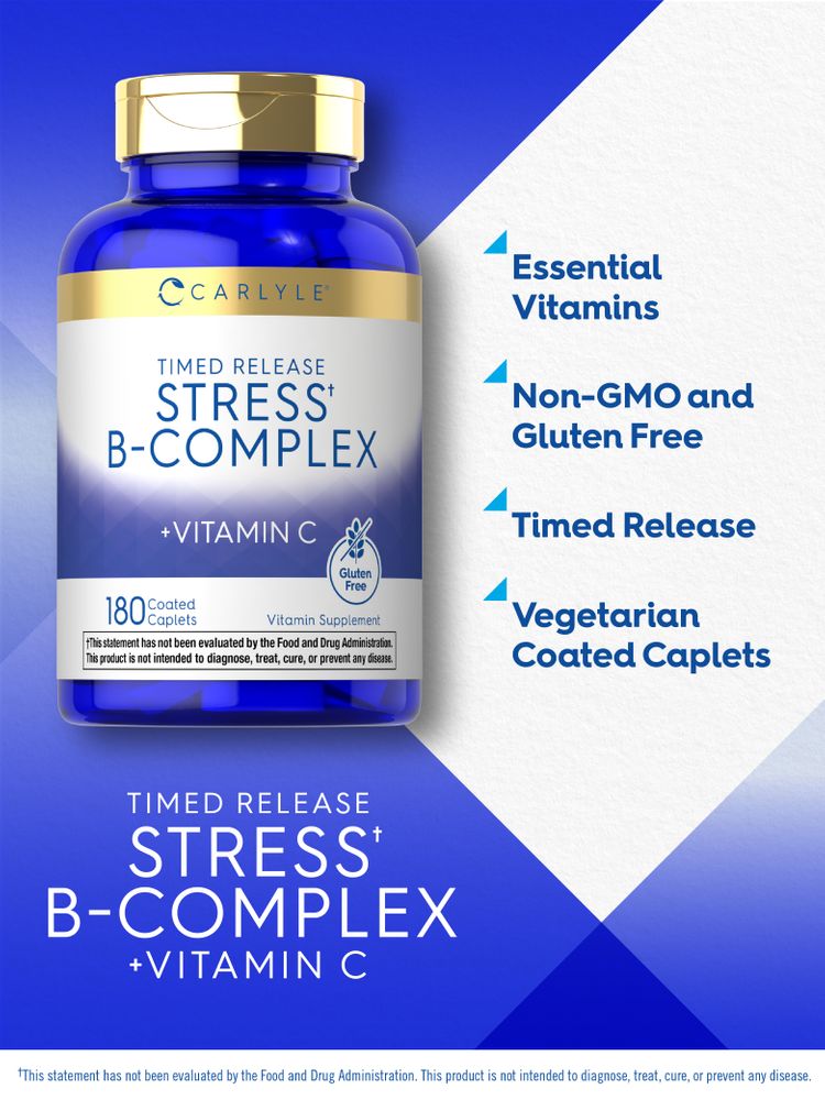 Graphic shows Essential Vitamins, Non-GMO, Gluten Free, Timed Release, Vegetarian Coated Caplets.
