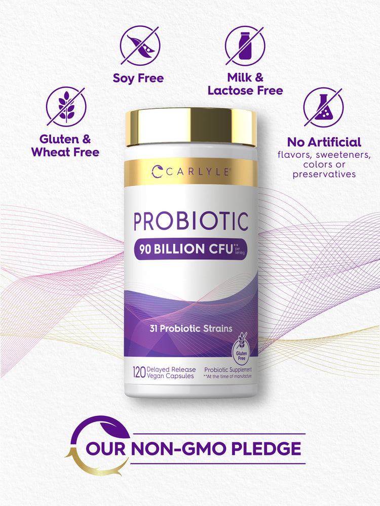 Probiotic bottle: Soy Free, Milk & Lactose Free, Gluten & Wheat Free, No Artificial Flavors/Sweeteners/Colors/Preservatives, Non-GMO