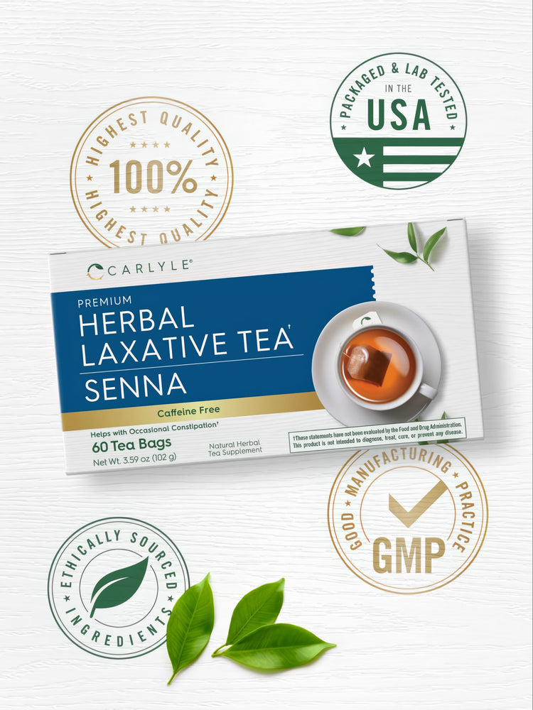 Premium Herbal Laxative Tea Senna, 60 tea bags, weighing 3.59 oz (102 g).