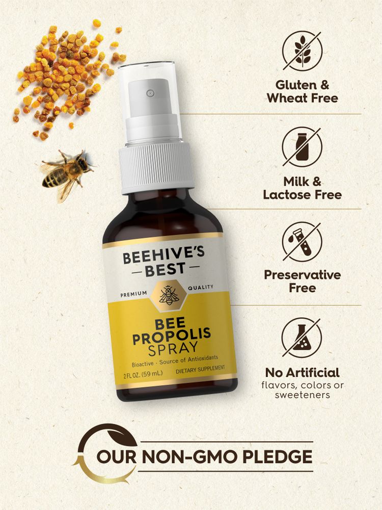 Bee Propolis Spray bottle: Gluten & Wheat Free, Milk & Lactose Free, Preservative Free, No Artificial flavors, colors or sweeteners
