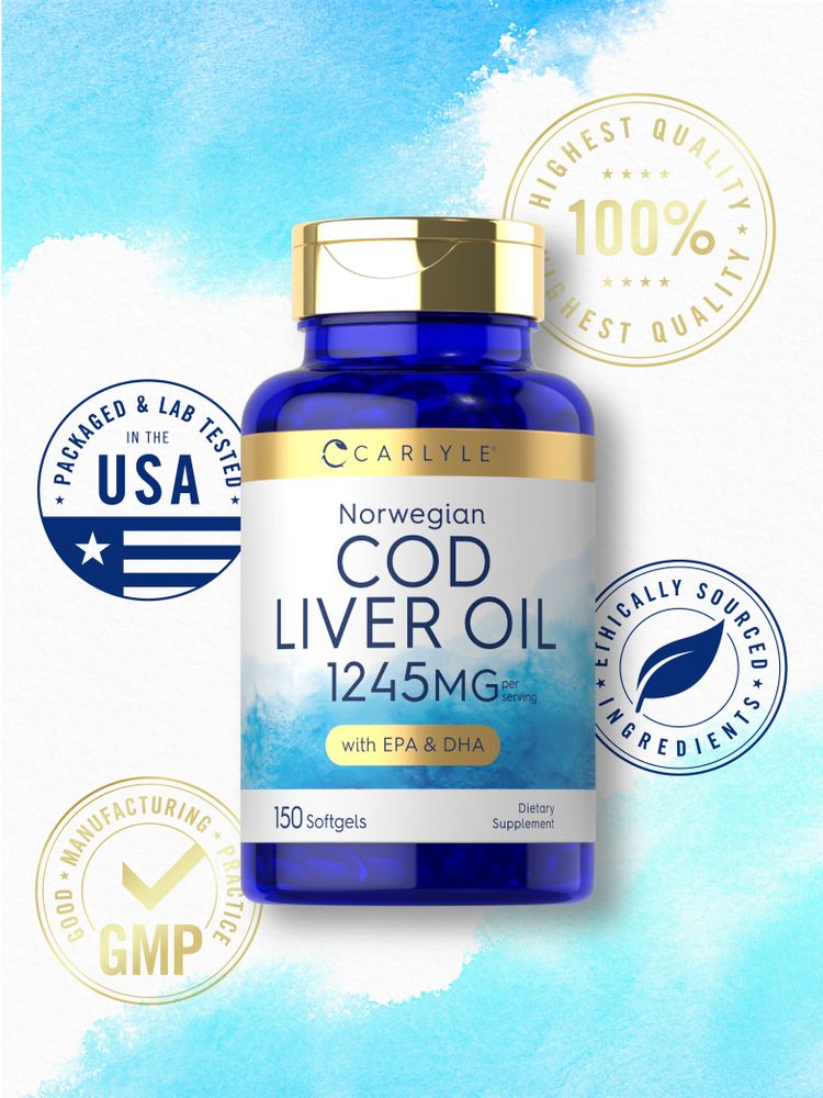 Carlyle Cod Liver Oil: 150 softgels, each serving contains 1245MG.