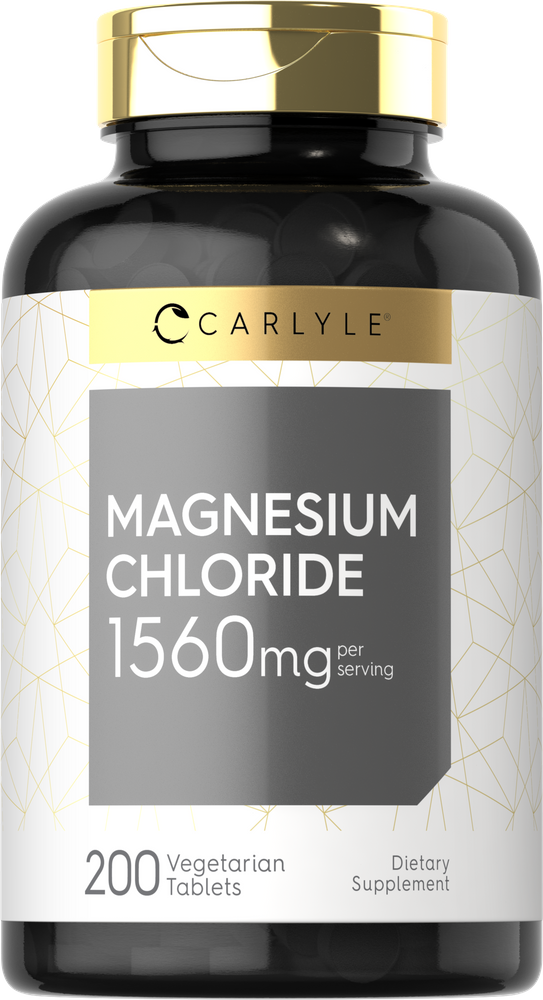 Vegetarian tablets providing 1560 mg of magnesium chloride per serving.