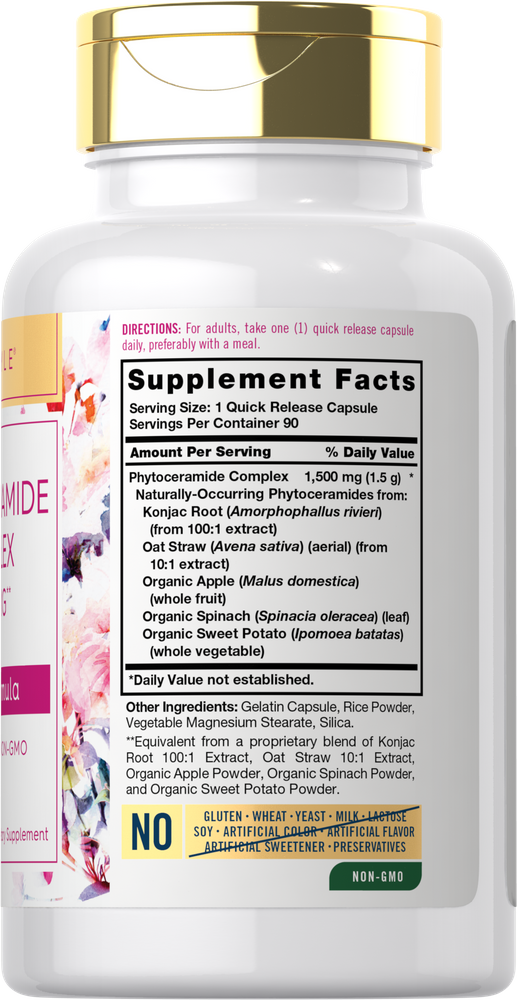 A hand holding a scale shows capsules weighing 1500mg with a blurred background, emphasizing supplement dosage and measurement.