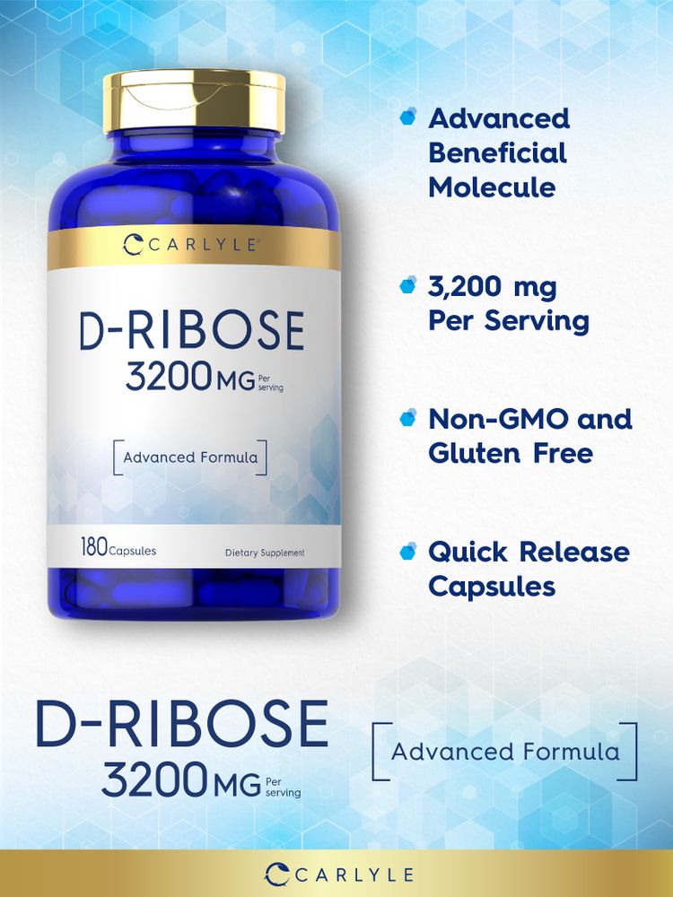 Product highlights graphic stating Advanced Beneficial Molecule, 3,200 mg Per Serving, Non-GMO and Gluten Free, Quick Release Capsules