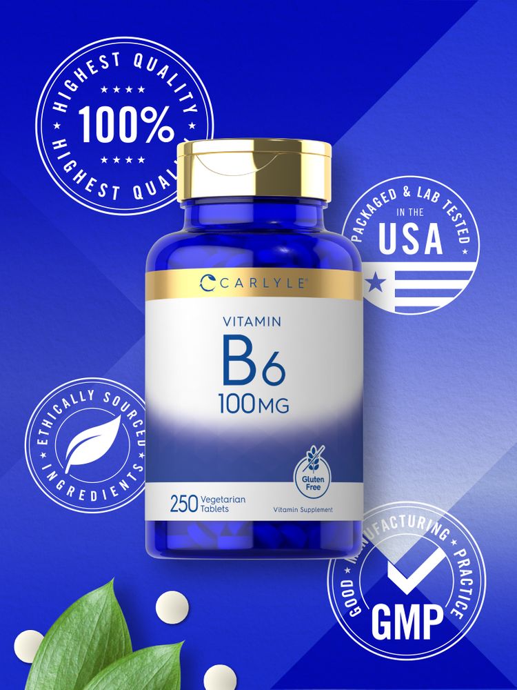 A bulk scale measures white, round Vitamin B-6 100mg vegetarian tablets.
