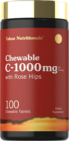 Tahoe Nutritionals Chewable C-1000mg tablets with Rose Hips, 100 count, vitamin supplement.