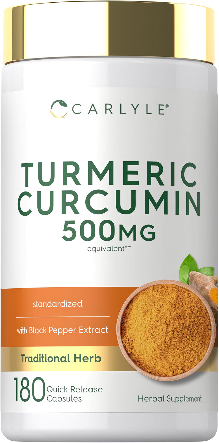 Turmeric Curcumin 500MG equivalent** 180 Quick Release Capsules, standardized, with Black Pepper Extract, Traditional Herb, Herbal Supplement.